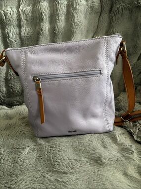 Lavender Leather Crossbody Bag with Tan Strap - The Sak